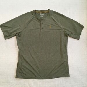 Bass Outdoor Men's Green Short Sleeve Henley T-Shirt Size Large